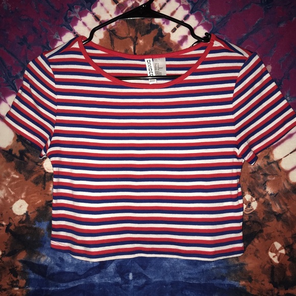 Red White And Blue Striped Cropped 